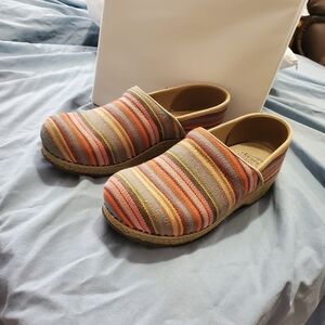 Dansko Red and Pink Clogs Comfortable Slip-On Design